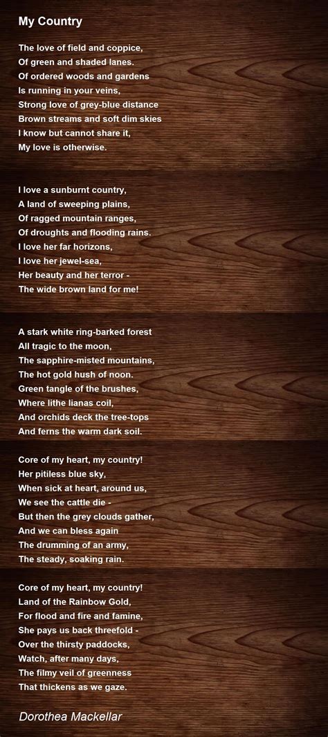 My Country Poem By Dorothea Mackellar Poem Hunter