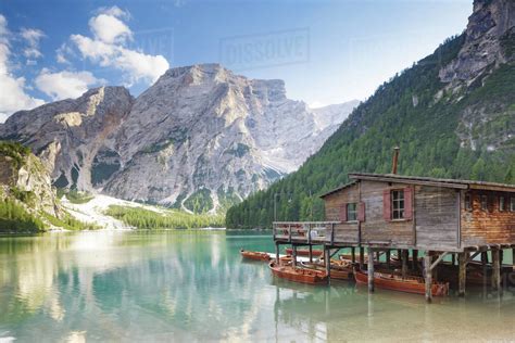 Lago Di Braies In The Dolomites Sud Tyrol Italy Europe Stock Photo