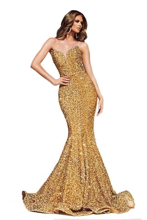 Portia And Scarlett Ps21208 Strapless Velvet Sequin Gown Couture Candy