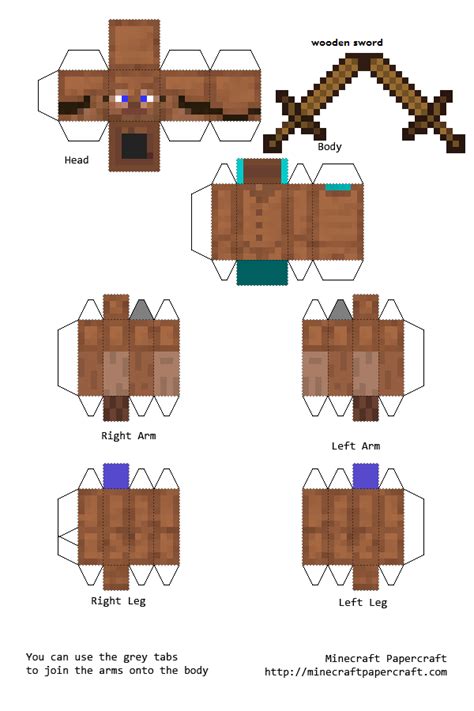 New Minecraft Papercraft Steve With Iron Armor Us Nco