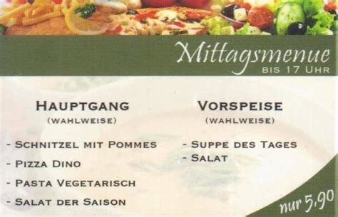 Die Speisekarte Mittags Hotel Lahnblick Bad Laasphe