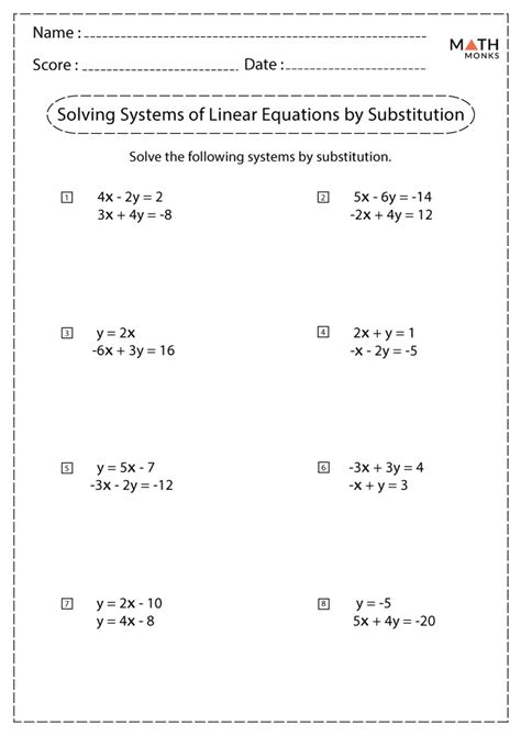 Solve By Substitution Worksheet