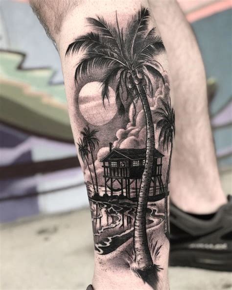 Beach House Surf Tattoo Beach Tattoo Leg Tattoos