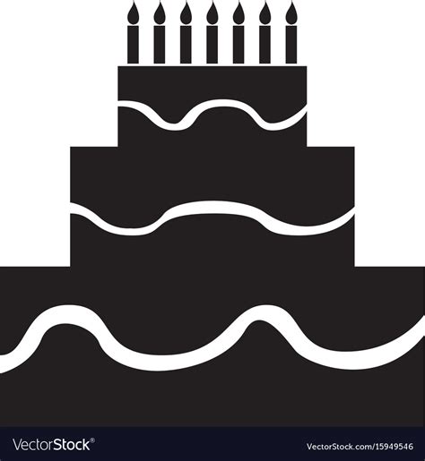 Isolated Birthday Cake Silhouette Royalty Free Vector Image