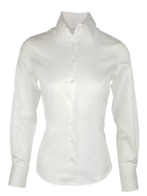 Womens Everyday Basic Shirt White Long Sleeve Uniform Edit