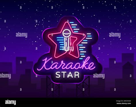 Karaoke Star Vector Neon Sign Luminous Logo Symbol Light Banner