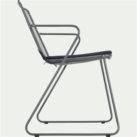 Chaise et fauteuil de jardin. Chaise de jardin en acier gris - Alexia - essentiels du ...