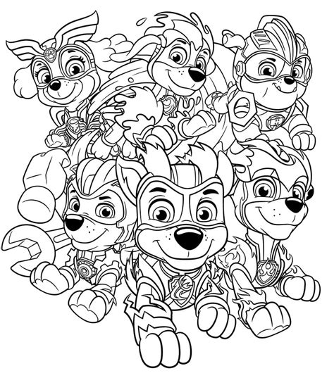 Paw Patrol Mighty Pups Coloring Pages Free Printable Coloring Pages