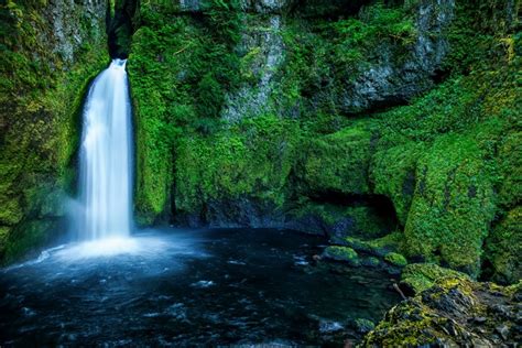 4k 5k Wahclella Falls Oregon Usa Waterfalls Moss Crag Hd
