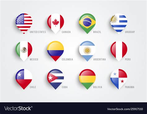Map Pointers With Flag America Royalty Free Vector Image