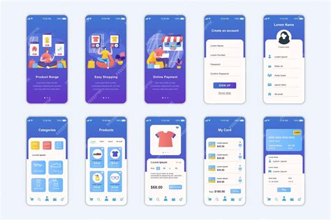 Premium Vector Shopping Concept Screens Set For Mobile App Template
