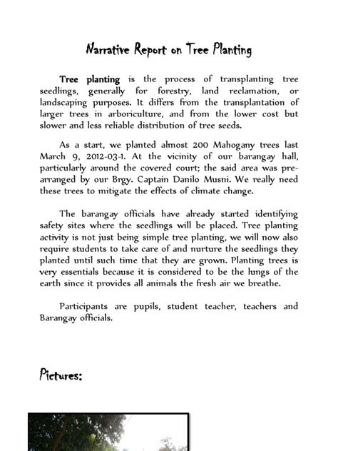 Narrative Report On Tree Planting
