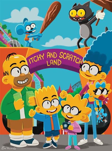 The Simpsons At Itchy And Scratchy Land Simpsons Drawings Simpsons