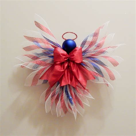 Patriotic Mesh Angel Angel Wreath Front Door Decor Angel Etsy