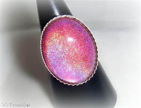 Pink Holographic Glitter Ring Handmade T · Celdeconail · Online