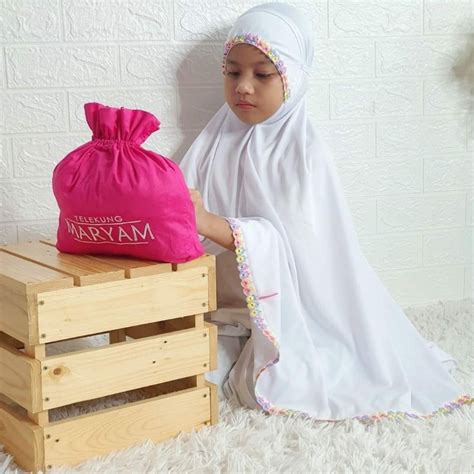 Telekung Putih Budak 1tahun 3tahun Plain Cotton Jersey Shopee Malaysia