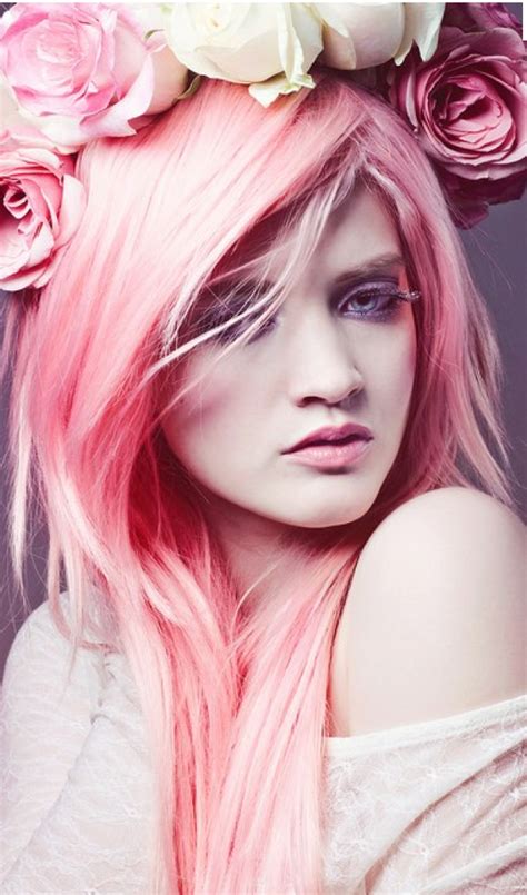 Roses In Fashion Photography ~ Pink Hair Pink Roses Beautiful Photo