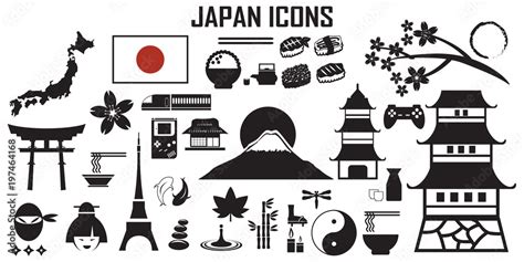Japan Japanese Flat Icons Mono Vector Symbol Stock Vector Adobe Stock