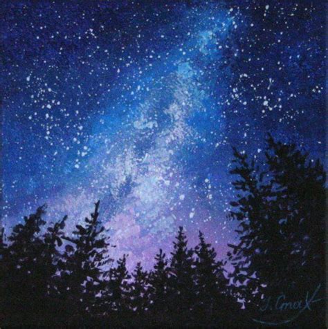 Milky Way Painting Night Sky Painting Galaxy Artwork