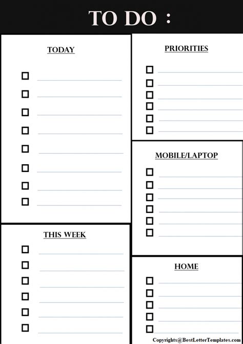 Free Daily Task And Sample To Do List Template Pdf