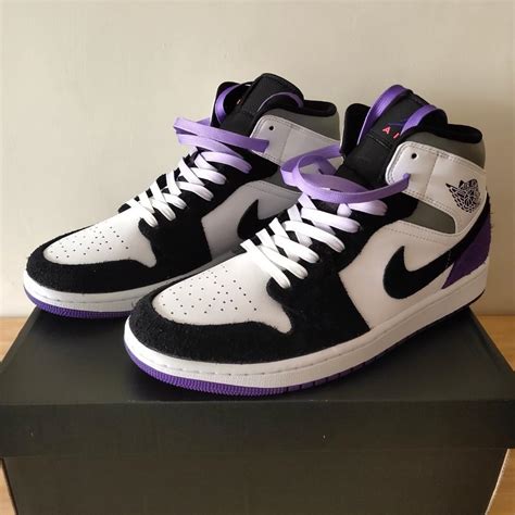 Air Jordan 1 Mid Purple Black For Sale Sneaker Hello