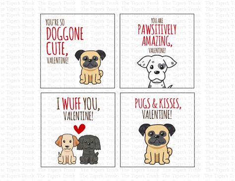 Puppy Valentines Printable Valentine Tags For Kids Printable Etsy