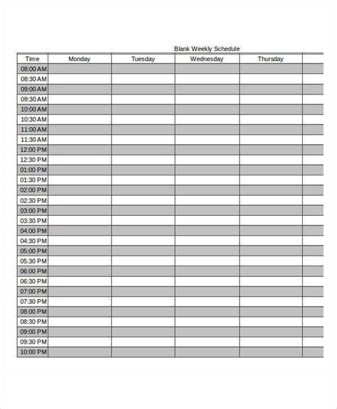 Excel Weekly Schedule Template Collection