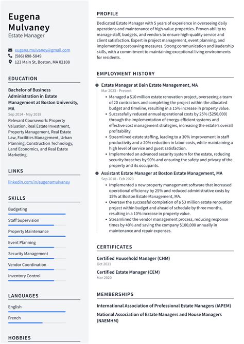 Top 17 Estate Manager Resume Objective Examples Resumecat