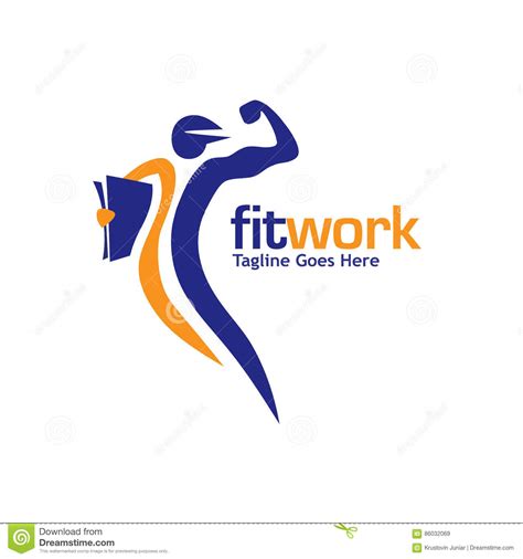 Fit Work Sport And Fitness Logo Vector Stock Vector Illustration Of