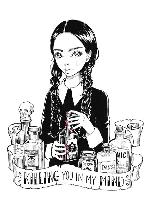 Discover all our printable coloring pages for adults to print or some of the colouring page names are family turtle diary gomez from the addams family coloriages imprimer trotro numro 6903 inktober 1 morticia. Inktober #25 Wednesday Addams on Storenvy