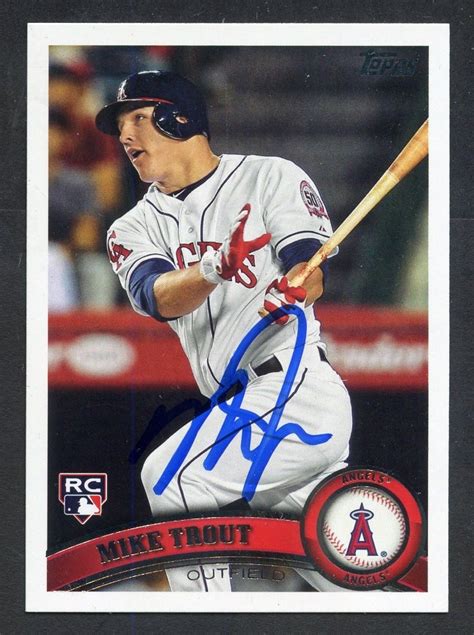 Mike Trout Signed 2011 Topps Us175 Rc Rookie Autographed Auto Mlb
