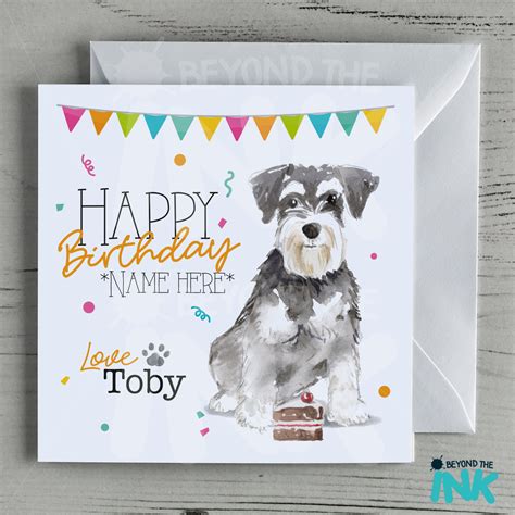 Personalised Miniature Schnauzer Birthday Card From The Dog Beyond
