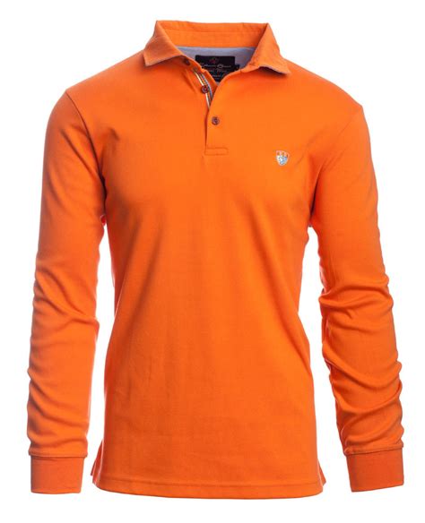 Free shipping on all orders over $150. Men's polo, long sleeves, light knight, orange — Ethnic Blue