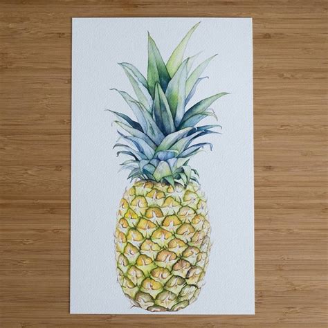 A Painting Of A Pineapple On A Wooden Surface