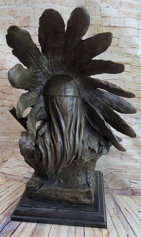 Massive 78 Lbs Native Indian Warrior Chief Bronze Sculpture By Carl Kauba Statue Bronzhaus