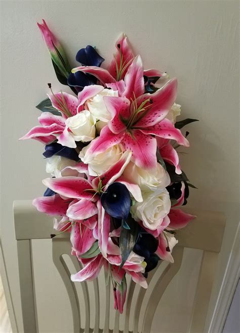 Real Touch Stargazer Lily Bridal Bouquet This Cascading Bouquet Is
