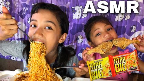 Asmr Spicy Noodles Challenge Filipino Pancit Canton Extra Big No Talking Eating Sounds Sanaol