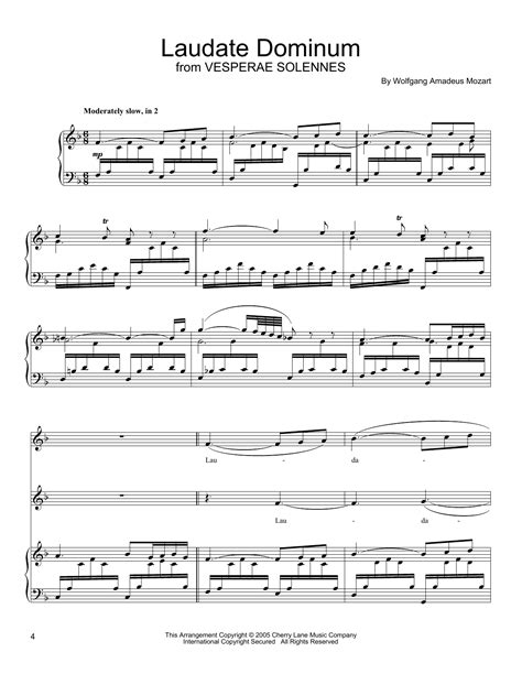 Wolfgang Amadeus Mozart Laudate Dominum Sheet Music