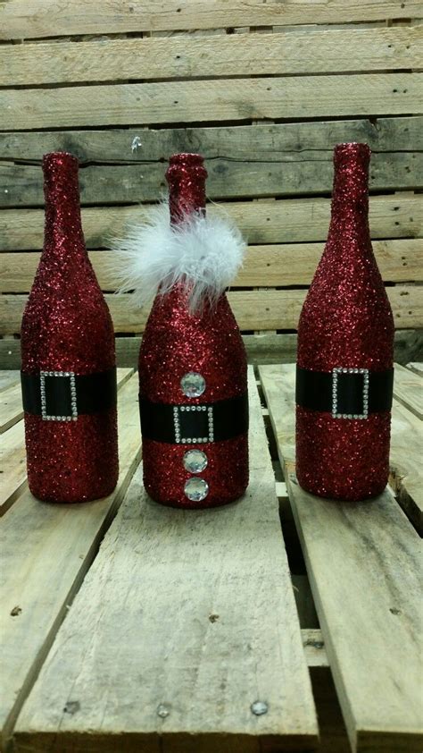 Glitter Santa Claus Wine Bottles 9162016 Wine Bottle Diy Crafts