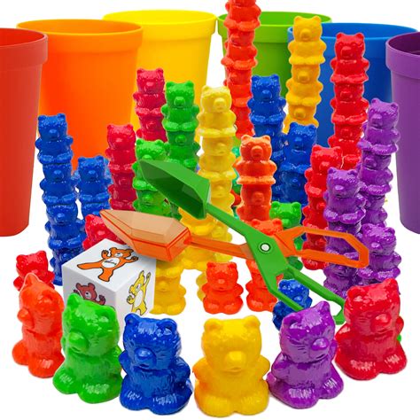Skoolzy Stacking Rainbow Counting Bears With Matching Sorting Cups