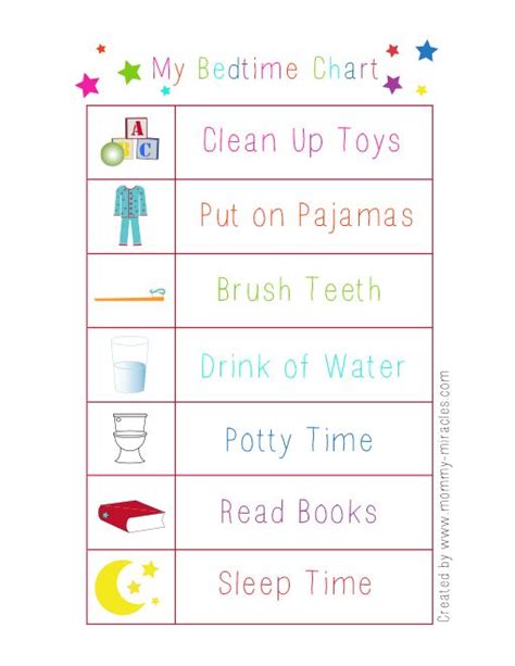Bedtime Chart For Toddlers Give Them Responsibility To Get Them Into