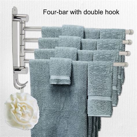 Tebru Towel Rack Bathroom Towel Rack4 Swivel Towel Rack Bar Rod Rail