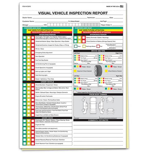 Visual Vehicle Inspection 2 Part Form