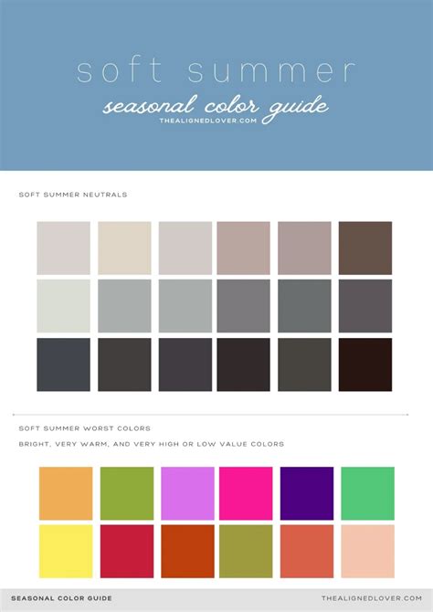 Guide To The Soft Summer Seasonal Color Palette The Aligned Lover Light Summer Color Palette