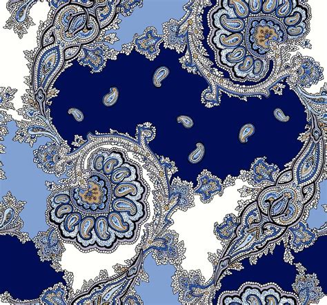 Navy Blue Paisley Pattern Printed On Rayon Crepon Fabric Diy Projects