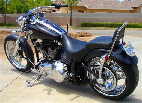 Genuine leather black diamond solo spring seat harley davidson softail deluxe slim heritage dyna street fat bob low rider wide glide. Ride a passenger on fender of rocker and rocker c safley ...