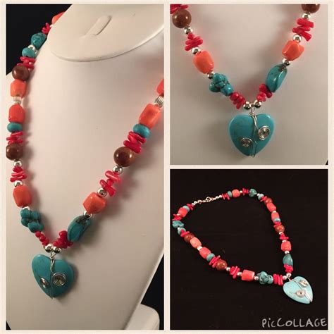 Turquoise And Coral Necklace Turquoise And Coral Bead Etsy Necklace
