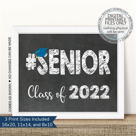 Senior Class Of 2022 First Day Of Senior Year Sign Printable Etsy