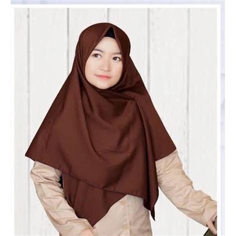 Jual Hijab Segiempat Coklat Pramuka Jumbo Jilbab Anak Sekolah Coklat