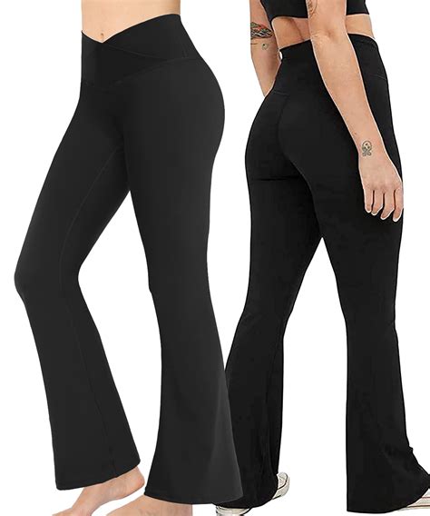 Ilfioreemio Yoga Pants For Women Bootcut Fold Over High Waisted Cotton Spandex Lounge Workout